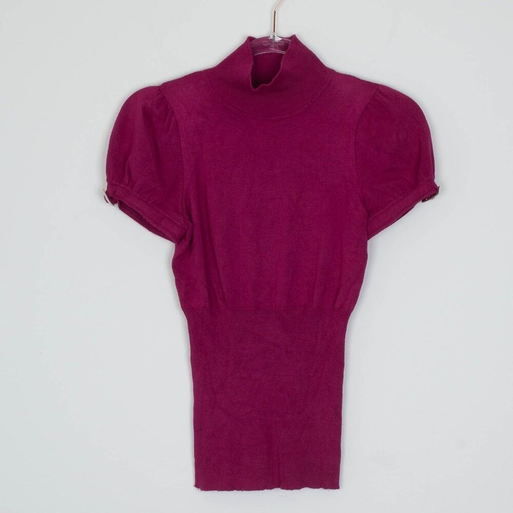 Express Womens Mock Neck Sweater Size XS Puff Sleeve Y2K Preppy Career Work